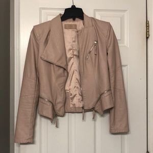 😍pink faux leather jacket